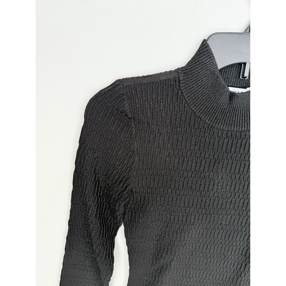Veronica Beard Black Metallic Ribbed Long Sleeve Mock Neck Top Shirt Size XS - Picture 5 of 8